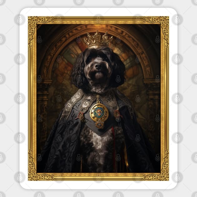 Stately Portuguese Water Dog - Medieval Portuguese King (Framed) Sticker by HUH? Designs